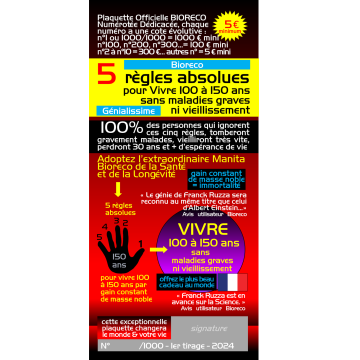 Minilivre "5 règles absolues pour vivre 100 à150 ans sans maladies graves ni vieillissement" - 5€ + 2.29€ (port)=7.29€