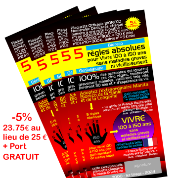 LOT 5 EXEMPLAIRES Minilivre "5 règles absolues pour vivre de 100 à 150 ans sans maladies graves ni vieillissement"  5% de remise + port gratuit